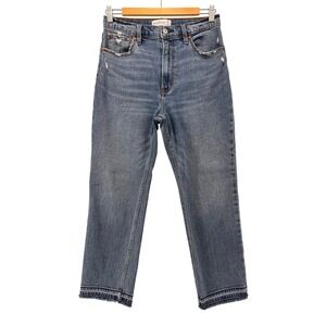 ABERCROMBIE & FITCH Ultra High Rise Ankle Straight Frayed Hem Jeans Size 29/8S